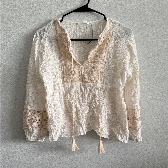 Zara Tops - Zara Lace Bohemian Textured Top Size Small